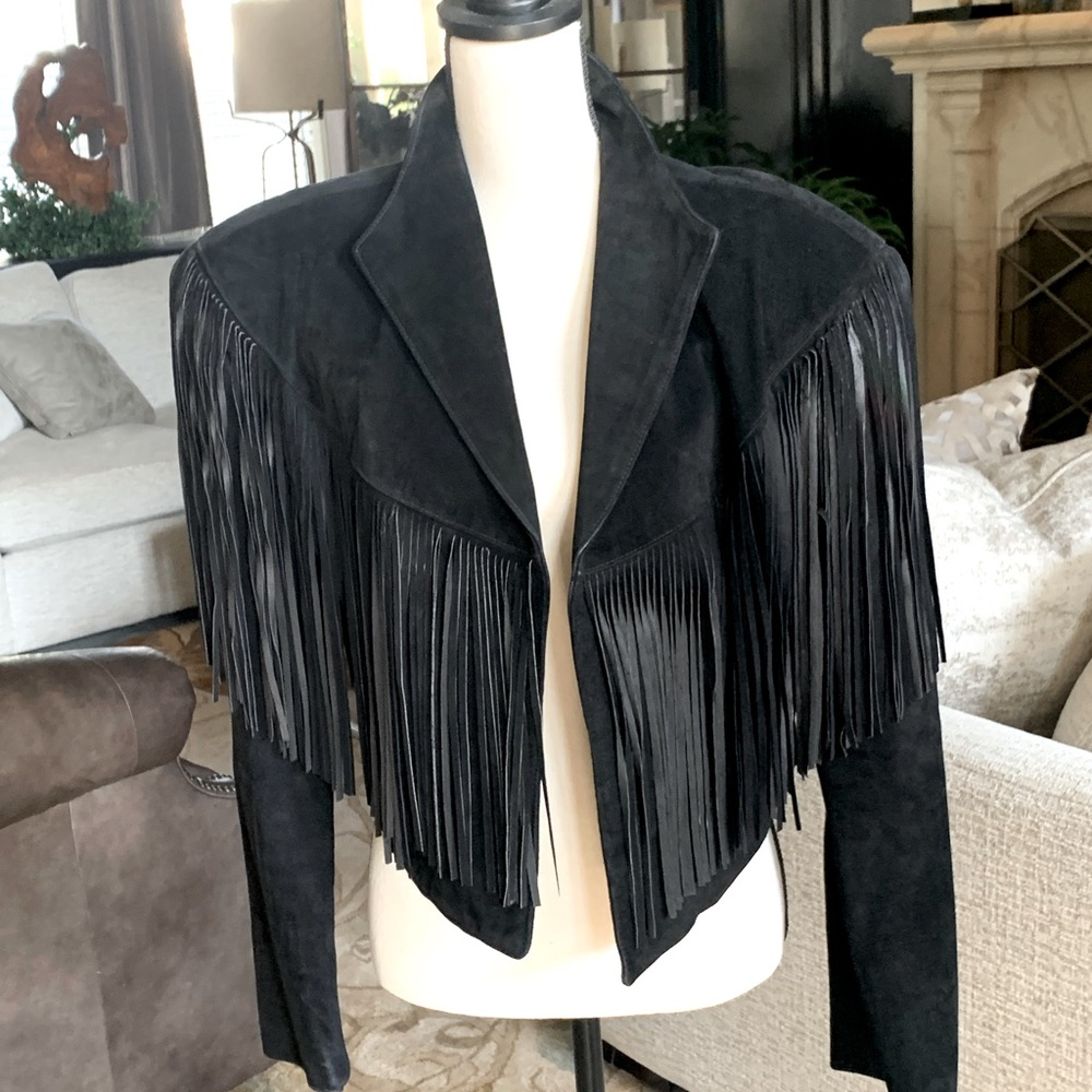 Suede fringe cropped jacket